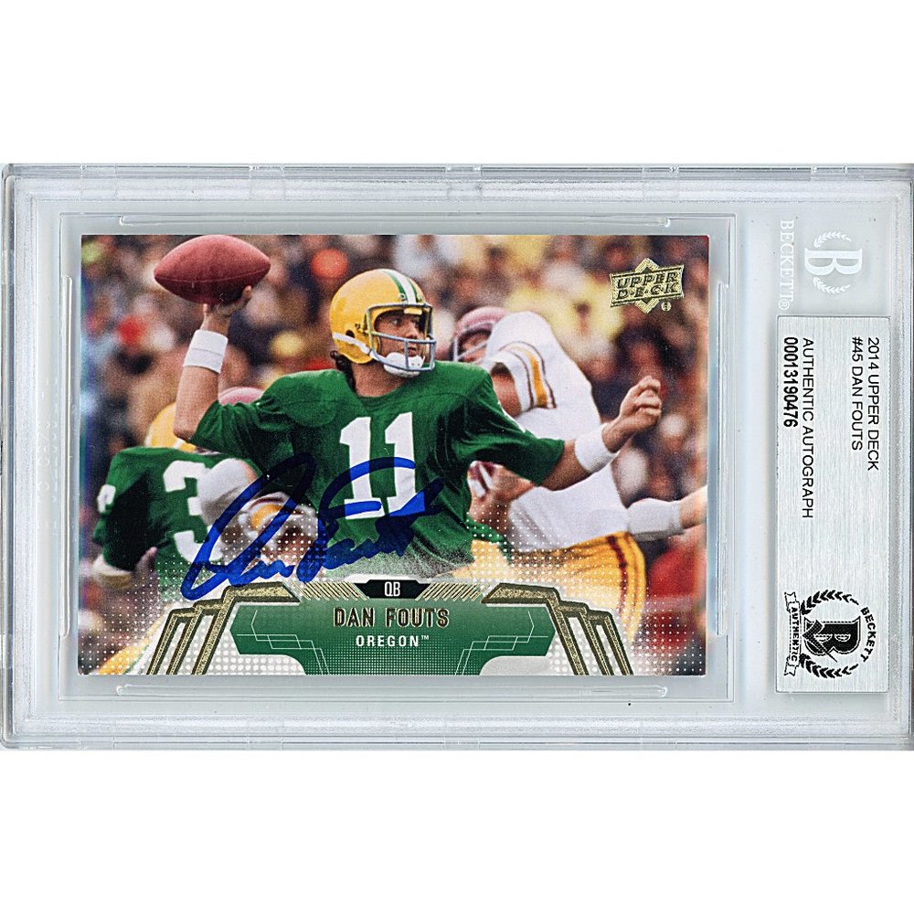 Dan Fouts UO Ducks Signed 2014 Upper Deck Football Card Beckett BAS Autographed